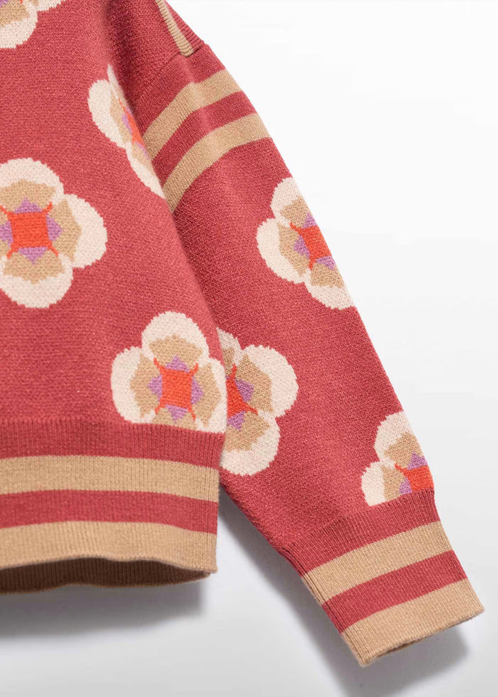 Abel & Lula Girls Patterned Mockneck Sweater   5832-9   Paprika