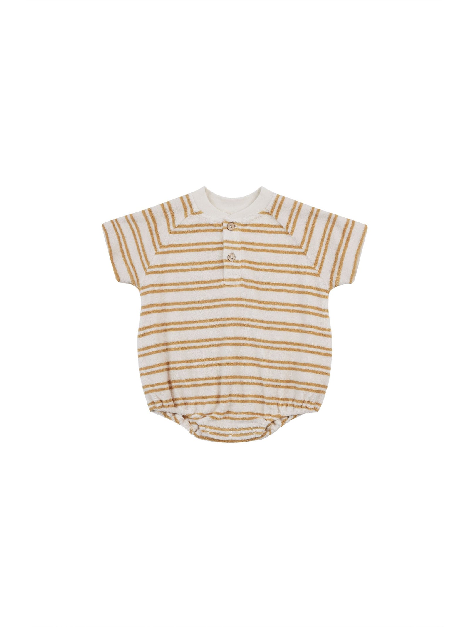 Quincy Mae Baby Terry Henley Romper  QM301IRMN  Honey Stripe*