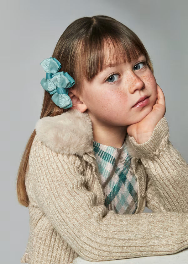Mayoral Girls Faux Fur Collar Cardigan  4362-27  Mazapan