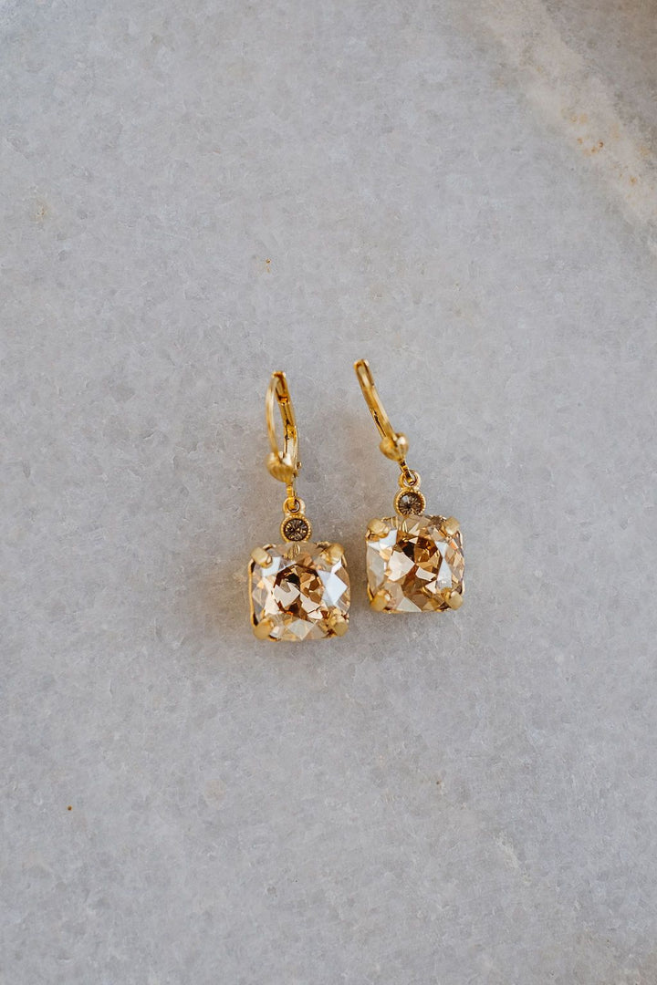 La Vie Parisienne Square Crystal Earrings 6550G*