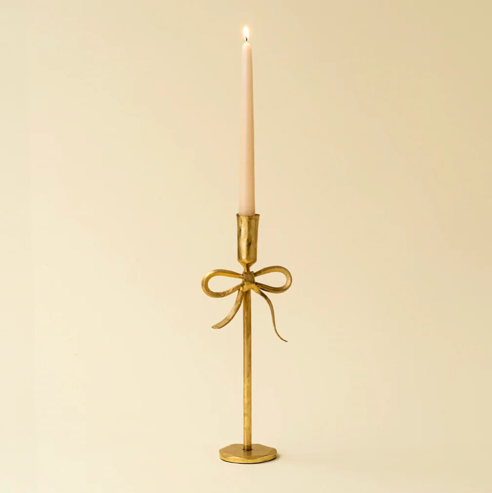 Indaba Bow Forged Candlestick  01-9284  Large Gold