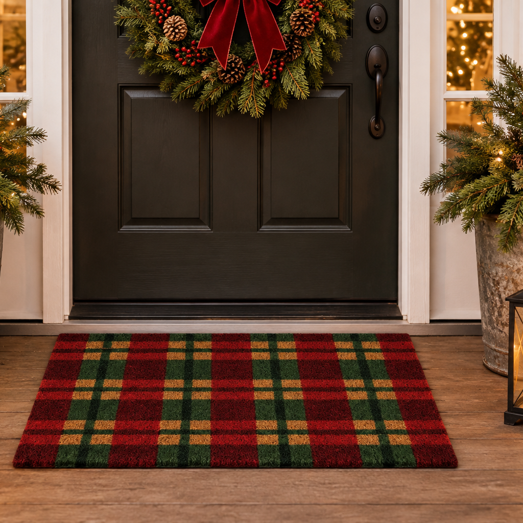 Danica Holiday Plaid Coir Mat