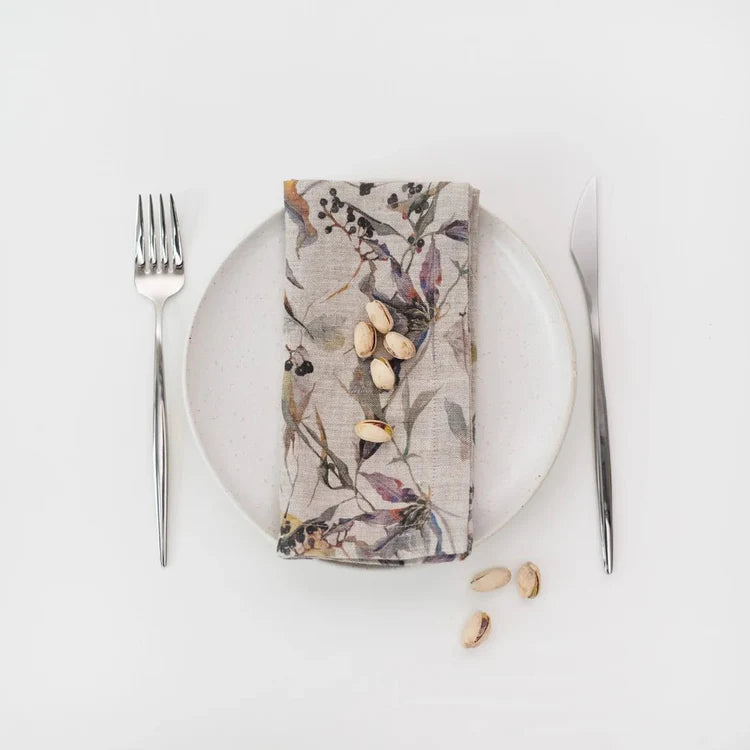 Linen Tales Meadow on Natural Tablecloth & Napkins