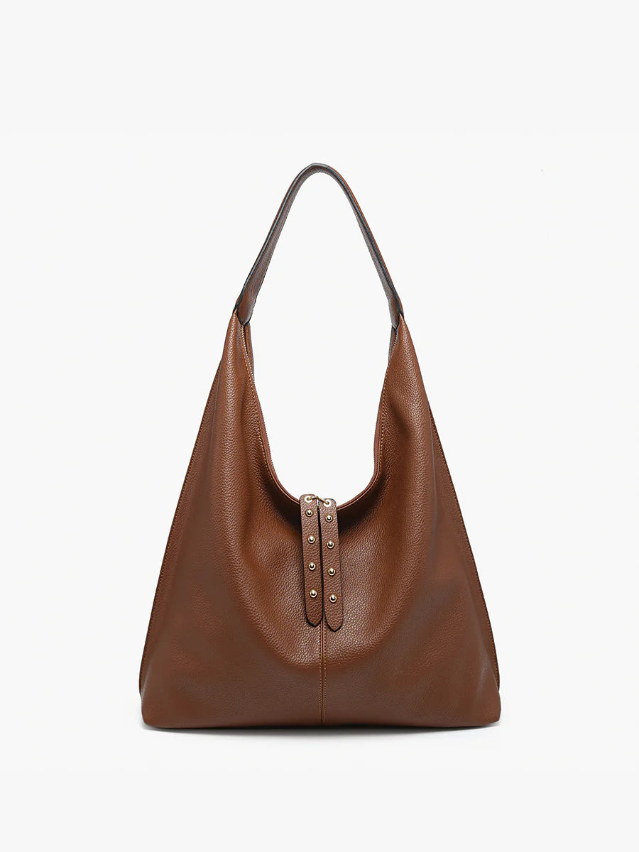 Jen & Co Tori Slouchy Hobo with Studded Tassels  M2621  Brown
