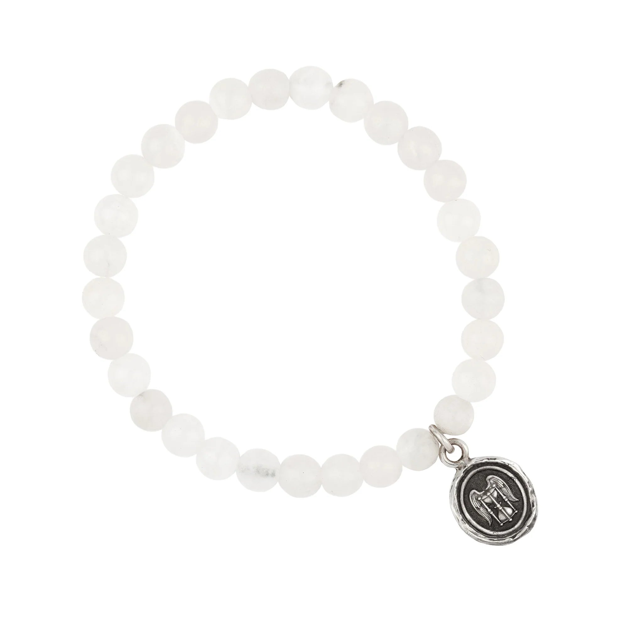 Pyrrha Mindful Appreciation Talisman Stretch Stone Bracelet  B32-2304-719  White Jade