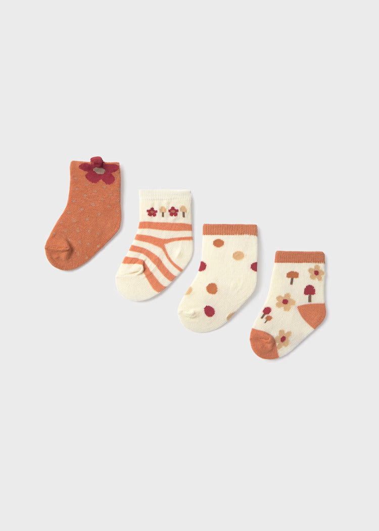 Mayoral Baby Girls Sock Set 4pk  9921-65 Canela