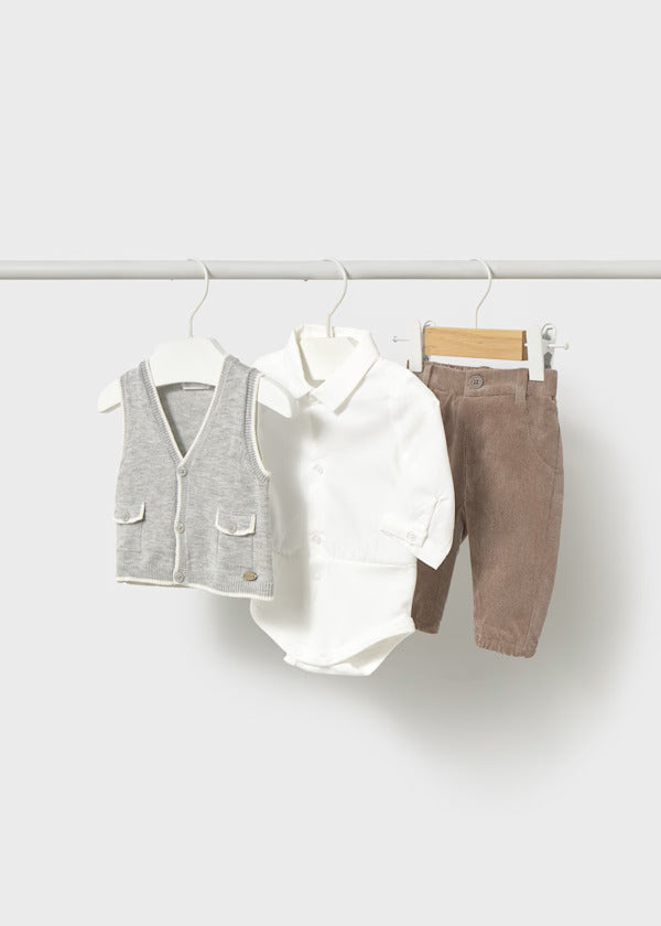 Mayoral Baby Boy 3Pce. Trouser & Vest Set   2582-39   Tierra **