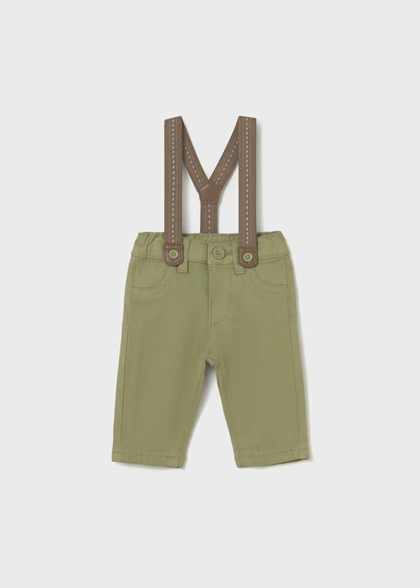 Mayoral Baby Boy Trousers With Suspenders   2576-86   Aceituna