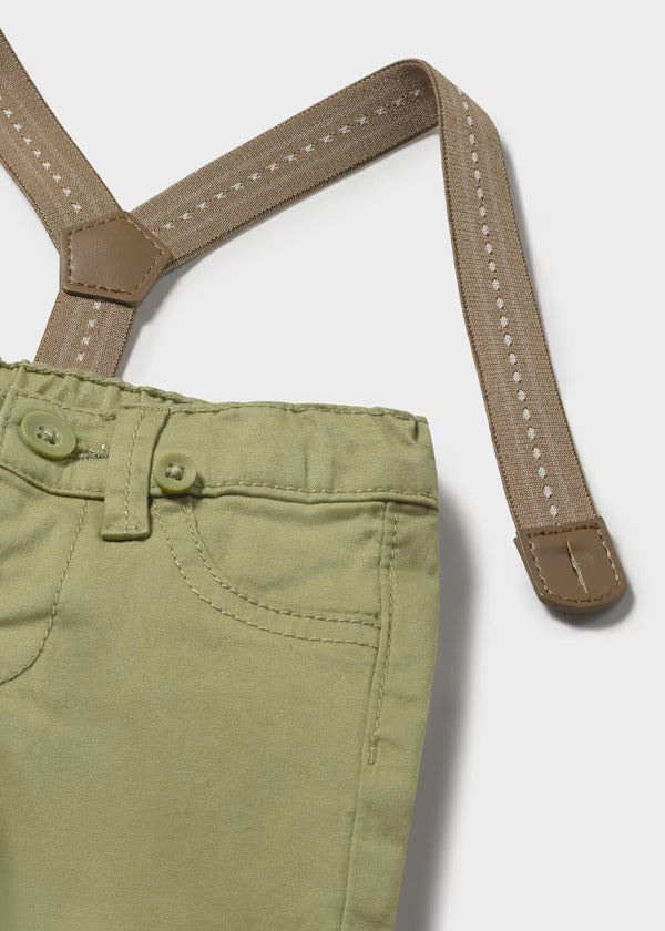 Mayoral Baby Boy Trousers With Suspenders   2576-86   Aceituna