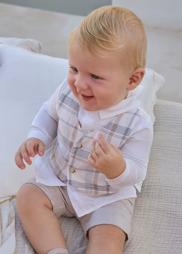 Mayoral Baby Boy Three Piece Vest, Shirt & Pant Set   1269-23   Trigo