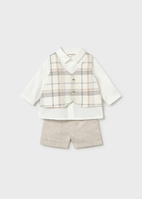 Mayoral Baby Boy Three Piece Vest, Shirt & Pant Set   1269-23   Trigo