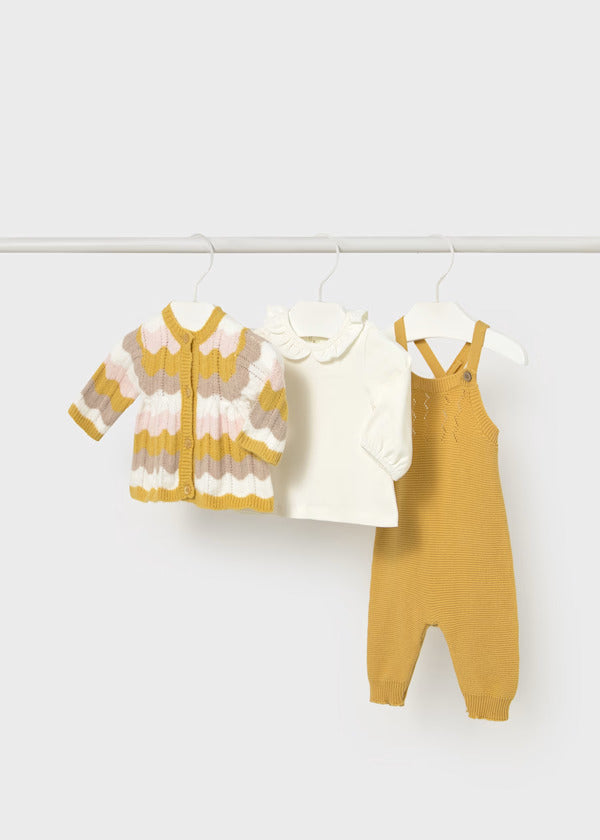 Mayoral Baby Girl 3 Pce. Knit Overall Set   2604-32   Manzanilla