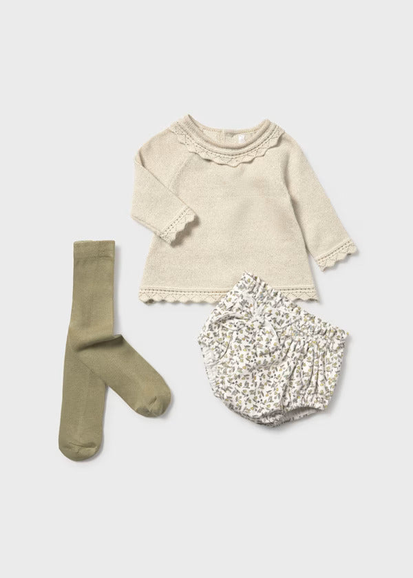 Mayoral Baby Girl 3Pce. Sweater Set   2256-32   Aceituna