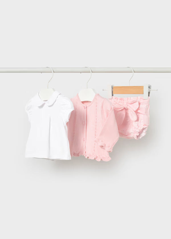 Mayoral Baby Girl Three Piece Knit Set  1287-50   Cuarzo