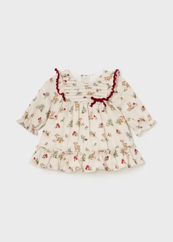 Mayoral Baby Girl Printed Dress  2887-60  Rojo **