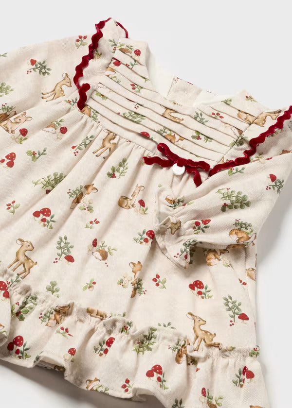 Mayoral Baby Girl Printed Dress  2887-60  Rojo **
