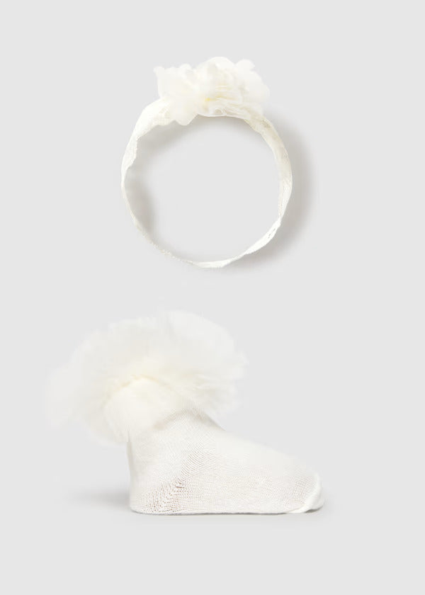 Mayoral Baby Girl Sock and Headband Set  9055-37  Crudo