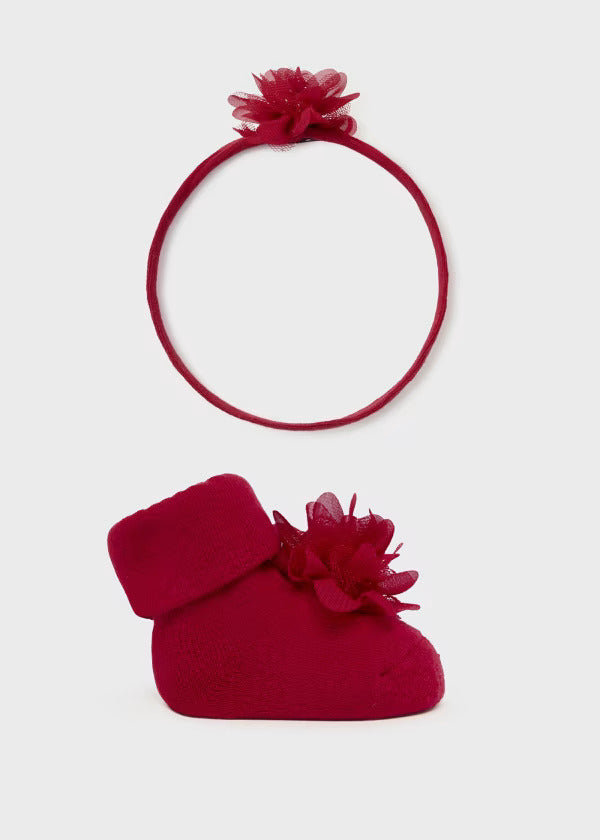 Mayoral Baby Girl Sock & Headband Set  9763-77  Rojo
