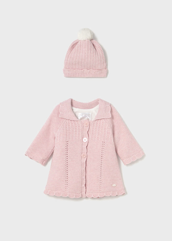 Mayoral Baby Girl Knit Hat & Coat Set   2412-19   Cuarzo Vig