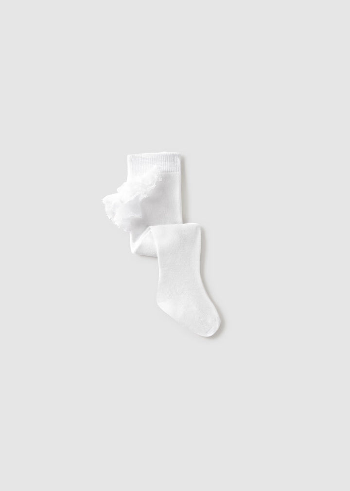 Mayoral Baby Girl Tights with Lace Ruffle  9913-85 Blanco