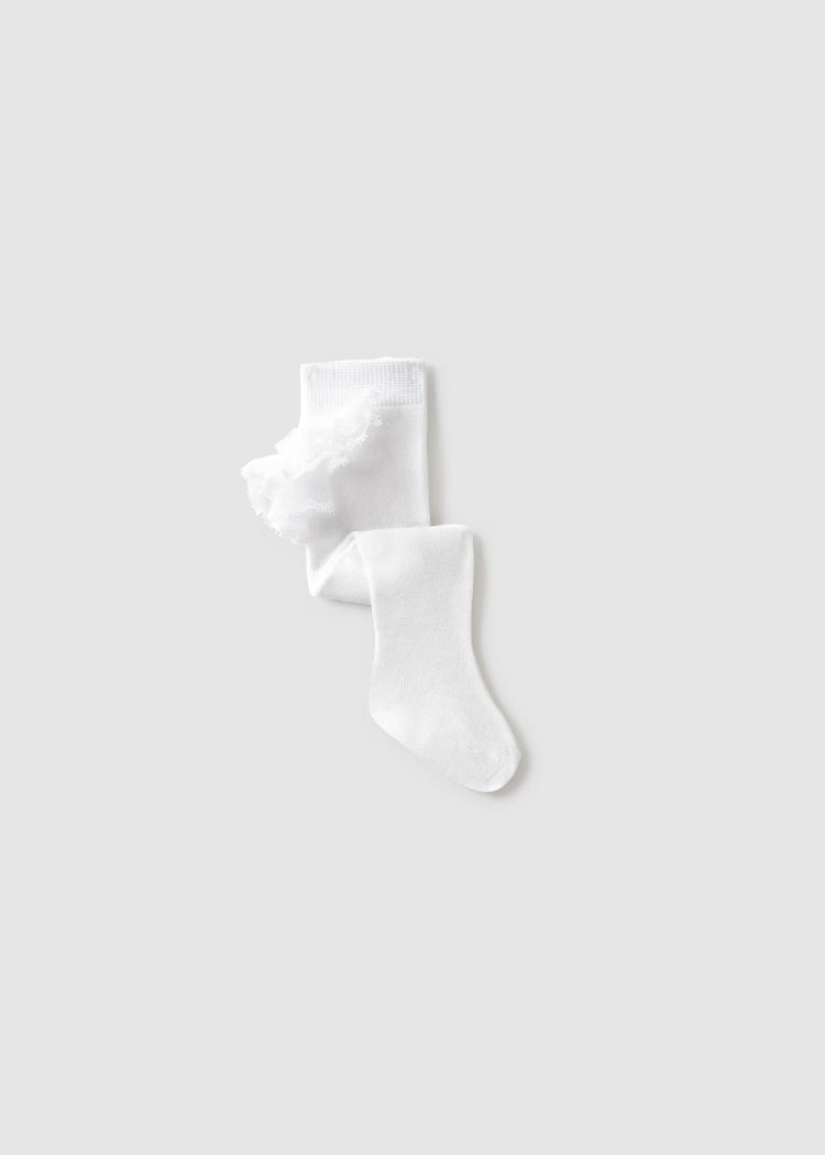 Mayoral Baby Girl Tights with Lace Ruffle  9913-85 Blanco