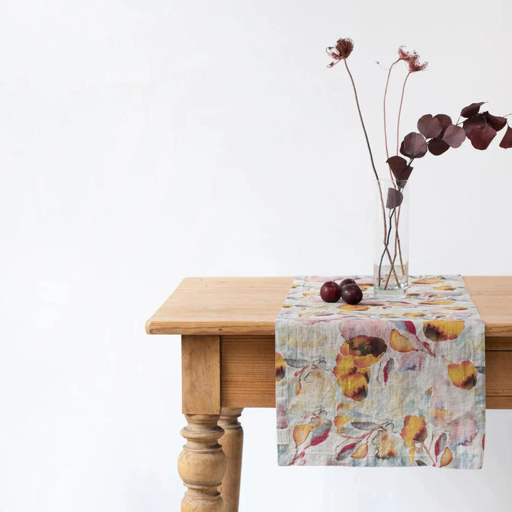 Linen Tales Orange Flow on Natural Table Runner
