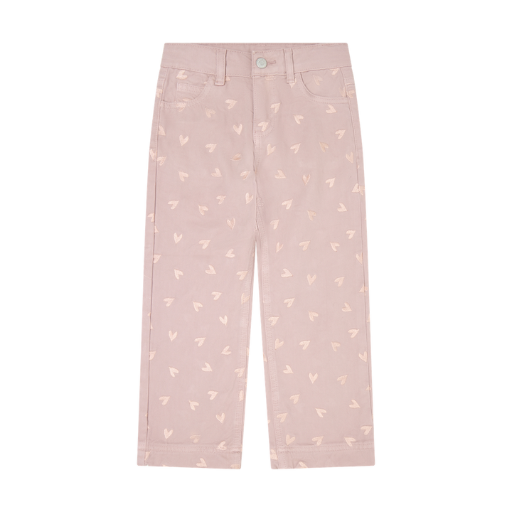 Minymo Girls Twill Pants With Embroidered Hearts   124448-6510