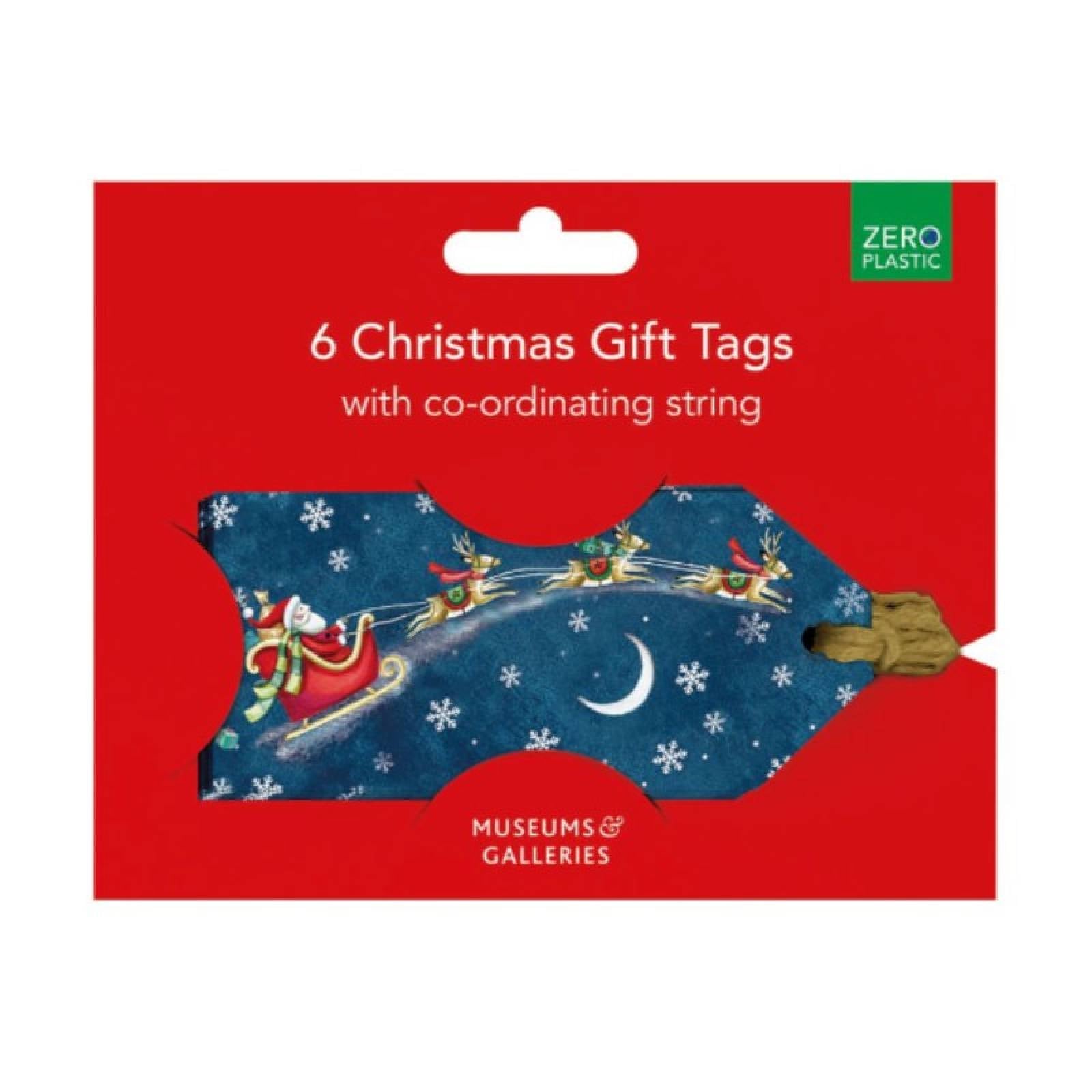 Gift Tag  -  Santa Over the Rooftops