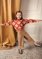 Abel & Lula Girls Patterned Mockneck Sweater   5832-9   Paprika