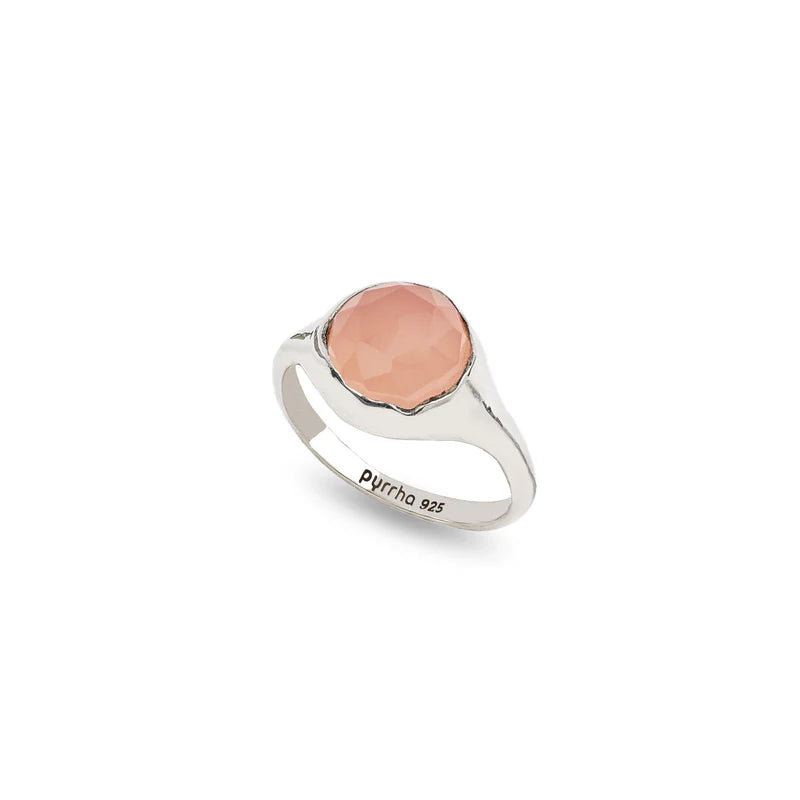 Pyrrha Pink Chalcedony Large Faceted Stone Set Ring   R31-7054-313