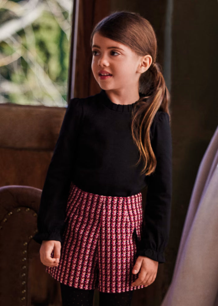 Abel & Lula Girls Plaid Tweed Shorts  5765-8  Black *