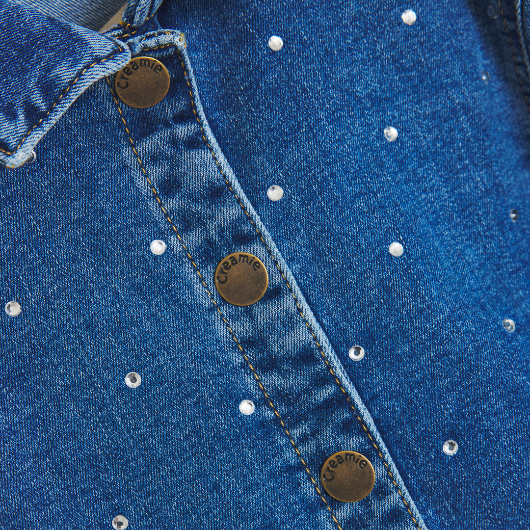 Creamie Girls Denim Jacket With Rhinestones   823166-7770