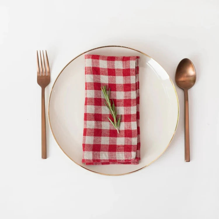 Linen Tales Red Gingham Tablecloth & Napkins