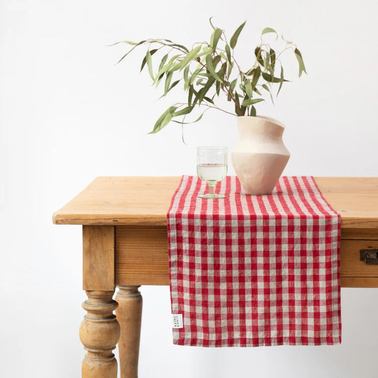 Linen Tales Red Gingham Table Runner