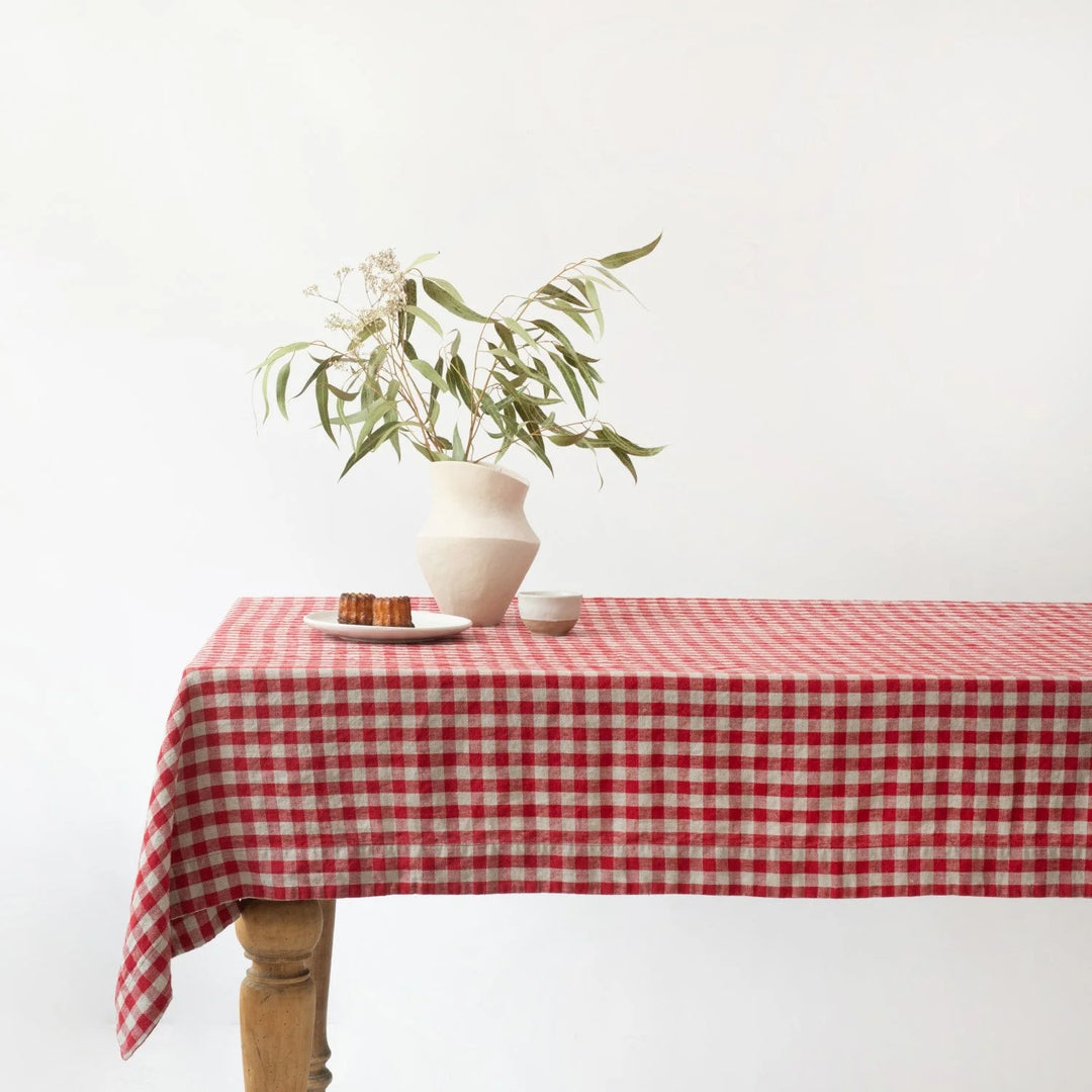 Linen Tales Red Gingham Tablecloth & Napkins