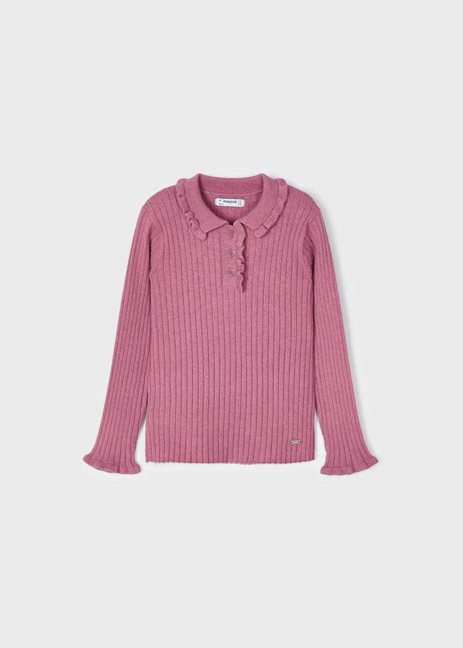 Mayoral Girls Ribbed Knit Polo  4194-20 Orquidea *