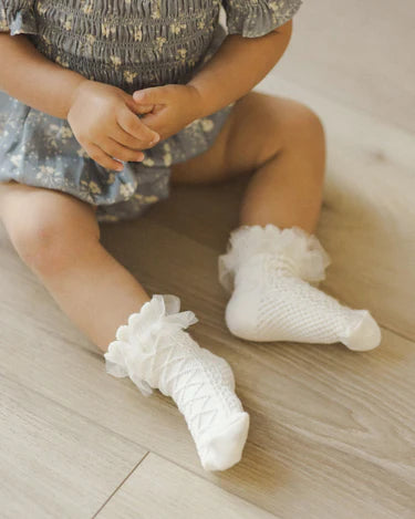 Noralee Ruffle Socks Ivory/Golden Set/2