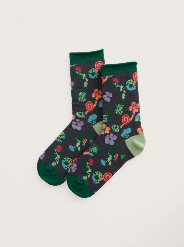 Seasalt Bamboo Arty Socks  38354  Nasturtium Press Slate