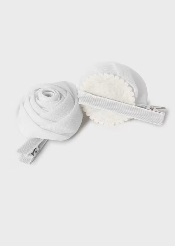 Abel & Lula Chiffon Flower Clip Set of 2  5411-10  Nata *