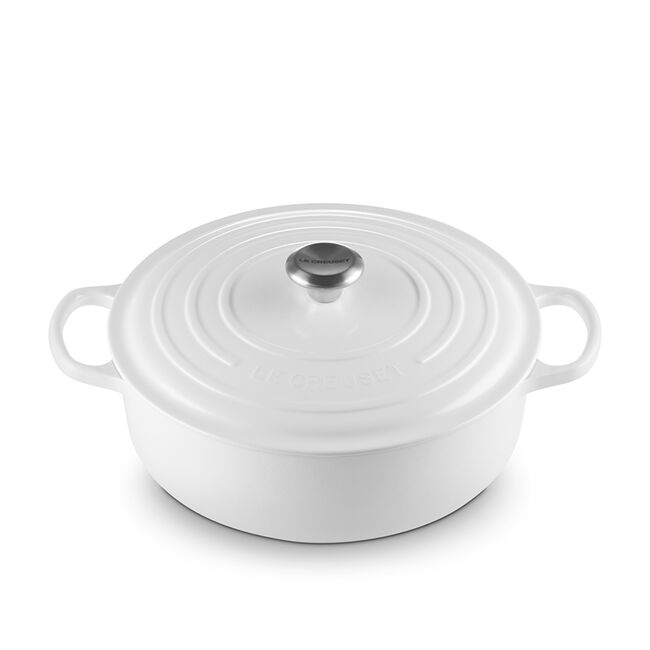 Le Creuset 6.2L Shallow Round French Oven  -  Gloss White (Blanc)*