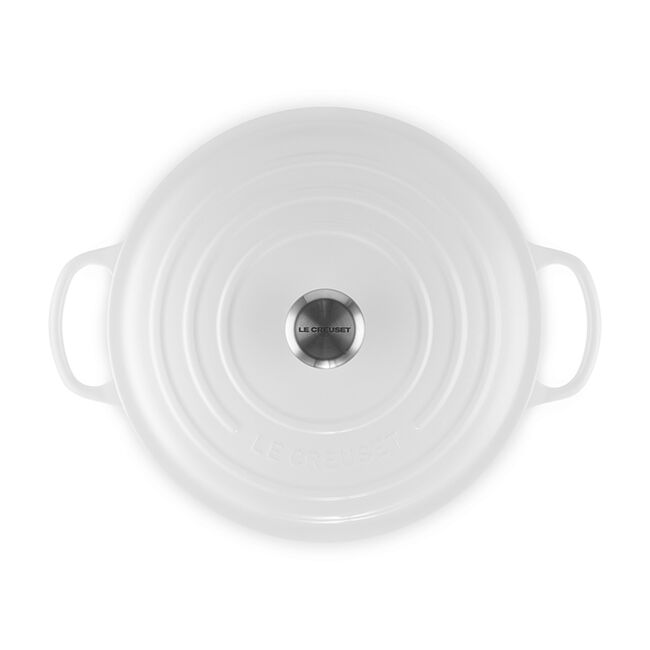 Le Creuset 6.2L Shallow Round French Oven  -  Gloss White (Blanc)*