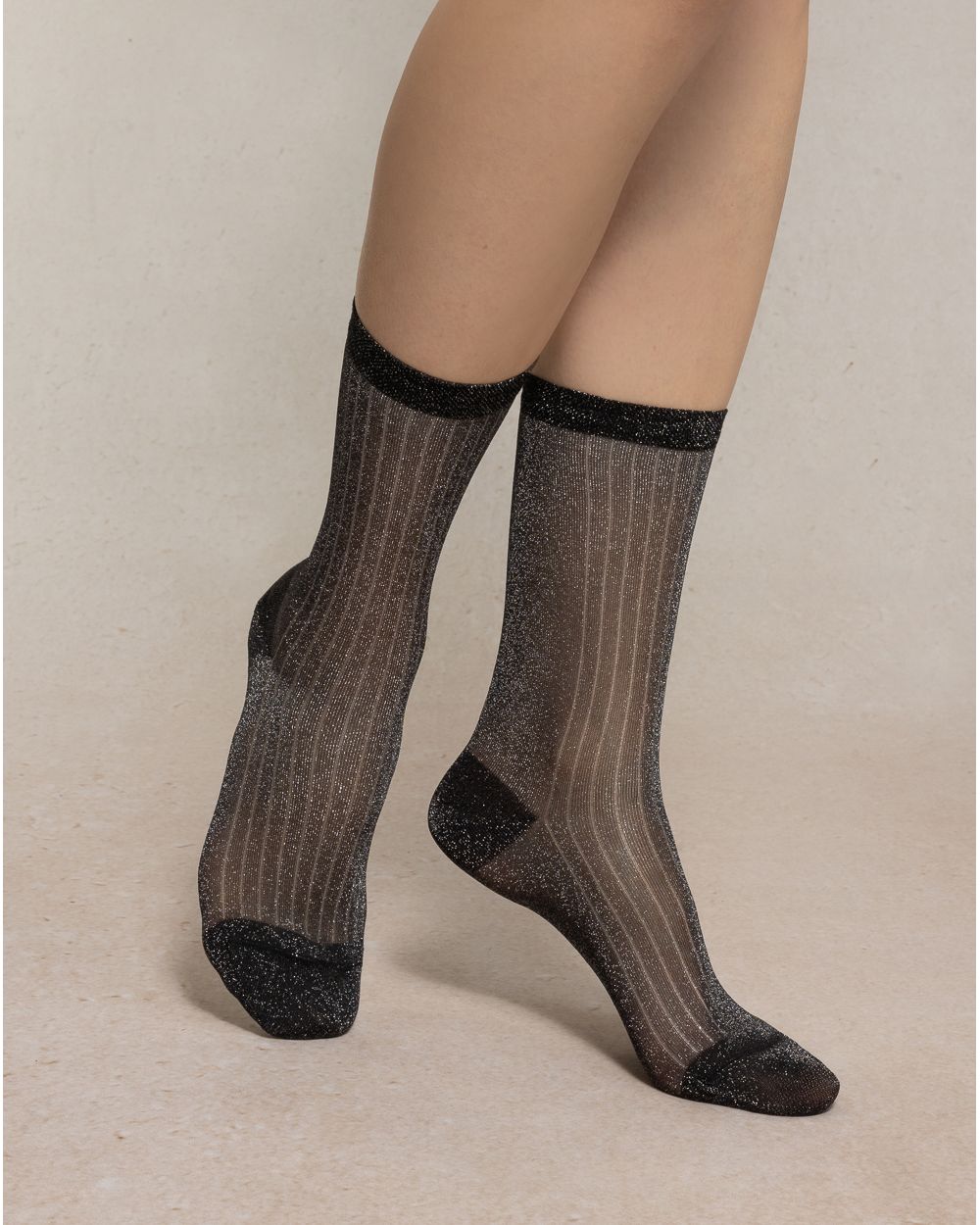 Bleuforet Sheer Ribbed Ankle Socks  6587  Black