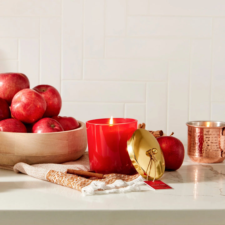 Thymes Simmered Cider Poured Harvest Red Candle