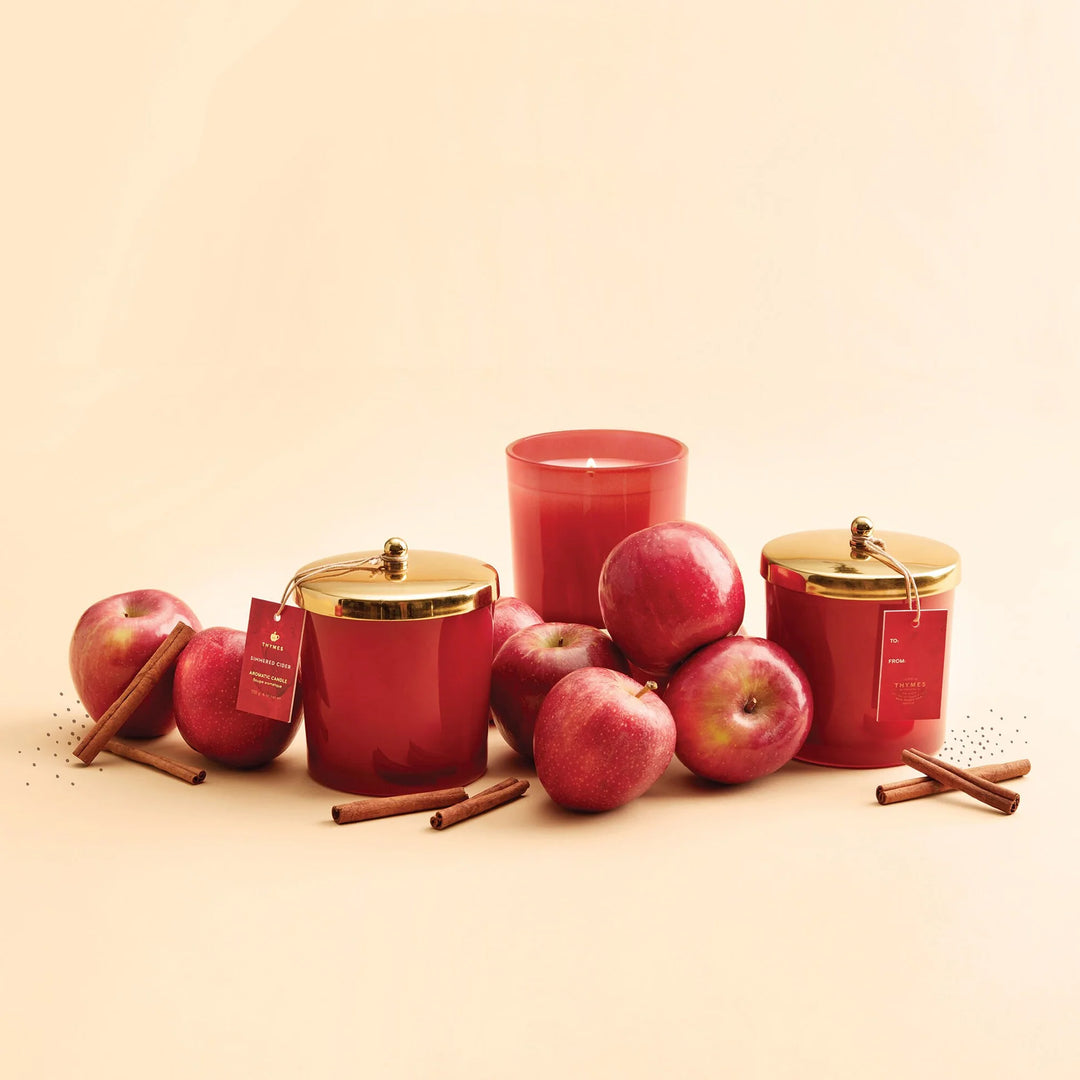 Thymes Simmered Cider Poured Harvest Red Candle