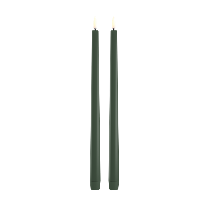 Uyuni LED Smooth Slim Taper Candle Set/2   Olive Green