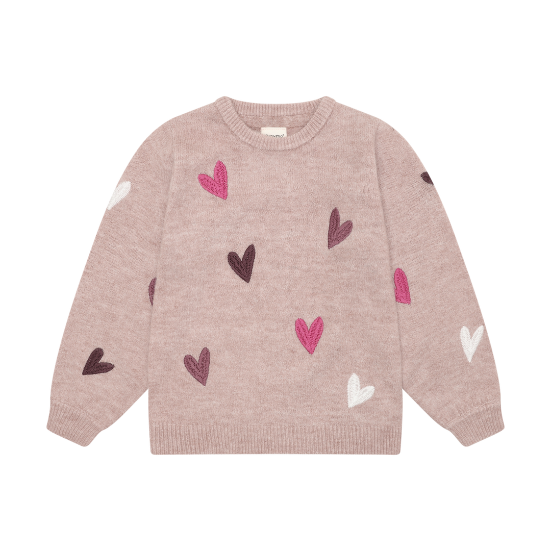 Minymo Girls Knit Pullover With Embroidered Hearts   124443-6510