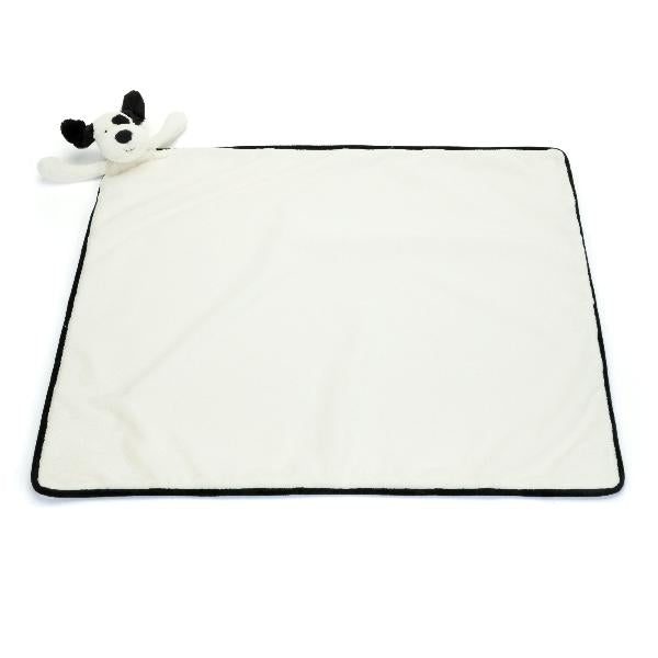 Jellycat Bashful Black and Cream Puppy Blankie  BLNK4BCP