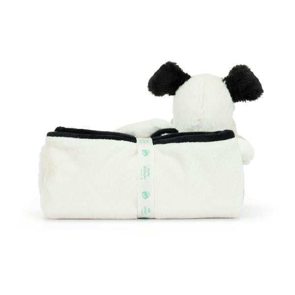Jellycat Bashful Black and Cream Puppy Blankie  BLNK4BCP