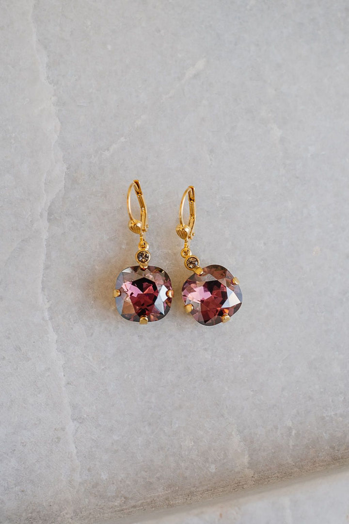 La Vie Parisienne Square Crystal Earrings 6550G*
