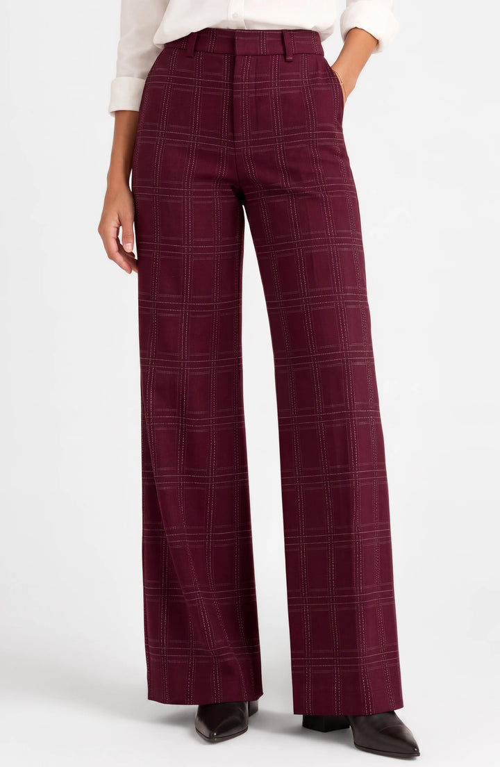 Liverpool Kelsey Wide Leg Trouser  LM4654TL91  Burgundy Windowpane